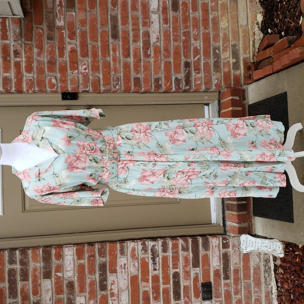 Vintage Carol Anderson Floral Belted Prairie Dress Size 12 80s Cottagecore